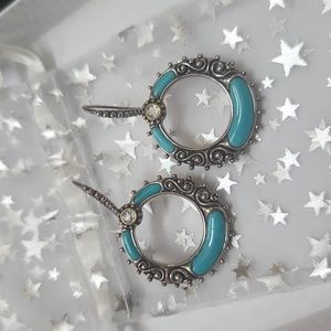 Designer Barbara Bixby Retired 18K Gold Diamond Sterling Silver Earrings